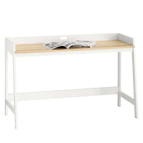 SoBuy Mesa de Escritorio, Mesa de Ordenador con un Estante,Color Blanco, L 125 x H 80 cm,FWT41-WN,ES