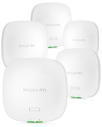 Image of HPE Networking Instant On Access Point AP21 2x2 WiFi 6 Indoor Wireless Access Point (5 Pack) | Single-Room, Secure, Smart Mesh Support | Power Source Not Included | US Model (S1T08A-5PACK)