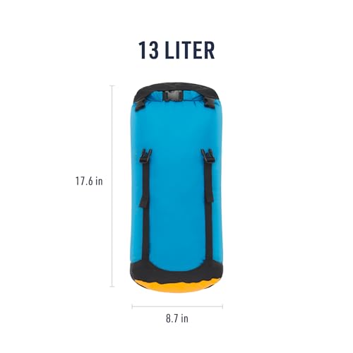 Image of Sea to Summit eVac Compression Dry Bag, Waterproof Compression Sack, 13 Liter, Turkish Tile Blue
