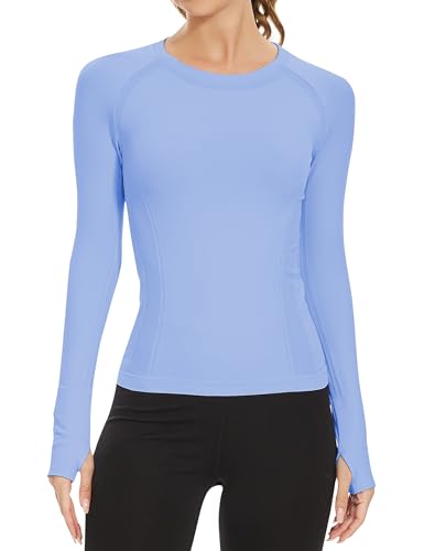Image of MathCat Workout Shirts for Women Long Sleeve, Workout Tops for Women, Quick Dry Gym Athletic Tops,Seamless Yoga Shirts XS-XL