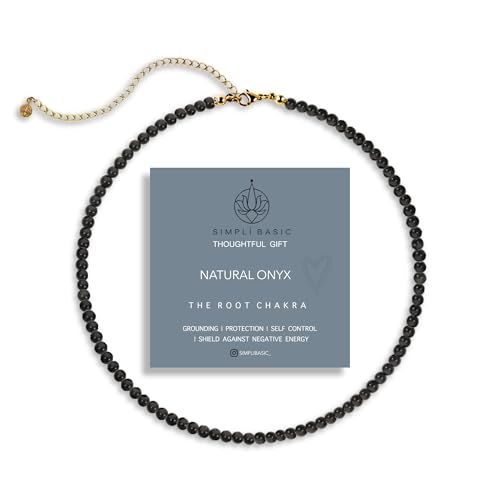 SIMPLÍ BASIC Natural Healing Gemstone 4mm Bead Necklace | Womens & Mens Beaded Fashion Jewellery | Inc Gift Box