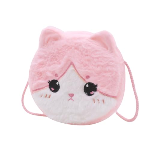 Image of Girls Fluffy Crossbody Purse Fuzzy Cat Crossbody Bag Cute Animal Tie Dye Purse Plush Shoulder Bag Coin Purse Wallet