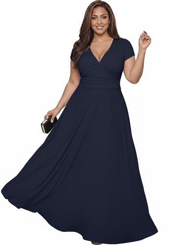 Image of KOH KOH Womens 2026 Sexy Cap Short Sleeve V-Neck Flowy Cocktail Gown