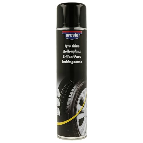 presto Reifenglanz-Spray Schwarz 600 ml - Reifen schwärzen & pflegen, pH-neutral, Langzeitschutz, Wasser- und Schmutzabweisend