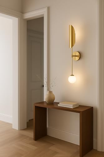 Image of blissbells Golden Leaf-Inspired LED Wall Light - Modern Decorative Sconce for Living Room, Bedroom & Hallways (Gold Leaf Sconce)