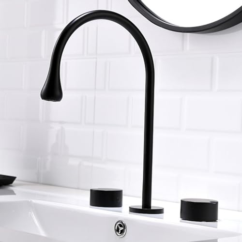 Grifo de lavabo 3 agujeros acabado latón oro cepillado de diseño premium