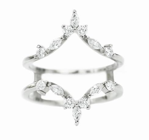 IVANKA Unique Marquise Ring Guard Diamond Ring Enhancer Tiara wedding ring guard 925 Sterling Silver 14K White Gold Vermeil Engagement Ring Jacket bridal matching stacking ring wedding wrap band silver ring guards gift for her, gift for mum3