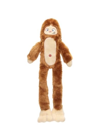 BARK Dog Toy Hairy Henderson Sasquatch Squeaky Plush Toy for Dogs Crazy Crinkle Long & Strong Hair for Dogs That Love to Shred Whip-N-Flip Limbs to Tug