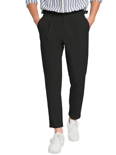 Floerns Men's Slant Pocket Fold Pleated Workout Pants Office Tailored Pants