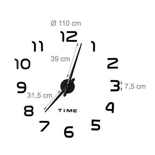 Horloge murale DIY XL noire pour un salon moderne et design unique