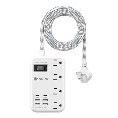 Protector de viaje con 6 USB (2 USB C), 4 tomas, cable de extensión de 1.22 m 13A