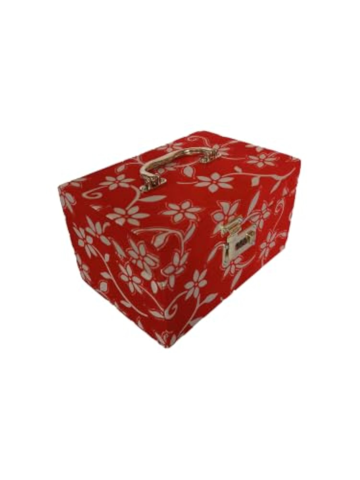 Wooden Makeup Box with Lock and Mirror, Elegant Storage