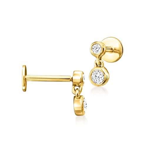 Pure Collection by Ross-Simons 0.10 ct. t.w. Diamond 2-Stone Flat-Back Stud Earrings in 14kt Yellow Gold3