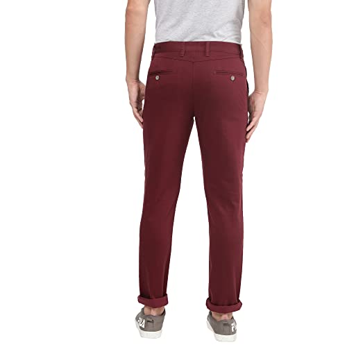 Image of Arvind Men Red Wine Modern Fit Chinos
