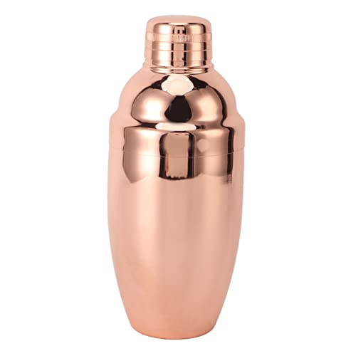 Coctelera, oro rosa 500ml Acero inoxidable 304 Martini Shaker Bar Shaking Tool Mezclador de coctelera de té de leche de bebida de tres etapas para barras Coffee Bartending, Homebars