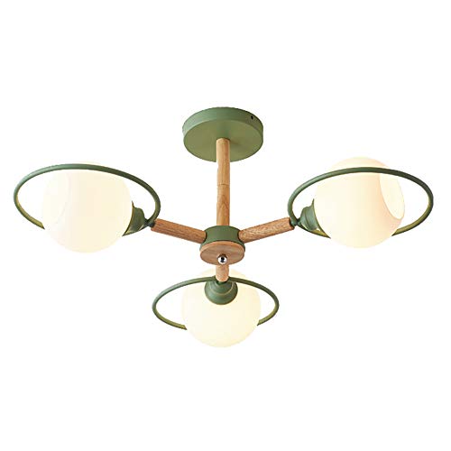 Lustre suspension rustique bois et gris YangRy plafonnier spoutnik salon 8 branches verre