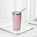 COMOOO 20oz Double Wall Vacuum Insulated Travel Mug Stainless Steel Tumbler with Lid and Straw Durable Powder Coated Insulated Coffee Cup for Cold & Hot Drinks (Pink, 12 pack