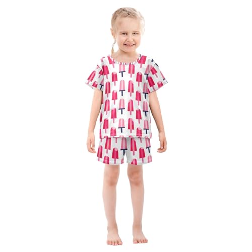 ALAZA Ice Cream Stylish Pajamas Set Short Sleeve Cotton Sleepwear Summer Pjs 2 Piece 5-14Y3