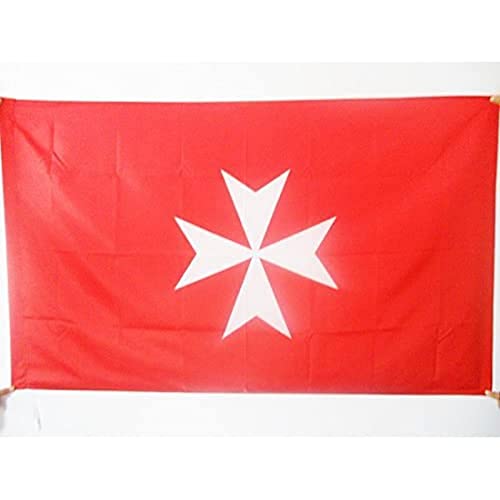 AZ FLAG - Drapeau Activités de l’Ordre de Malte - 90x60 cm - Drapeau Saint-Jean De Jérusalem 100% Polyester Avec Fourreau et Cordelette - Pavillon 50 g