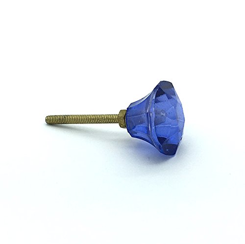 G Decor Coloured Faceted Glass Cupboard Door Knobs Drawer Pull Handles Vintage Shabby Chic, Cupboard Pull Handles (King Fisher 22mm)