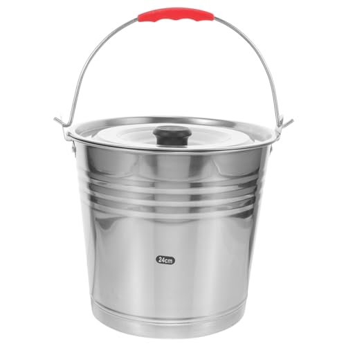 BESTYASH Cubo De Acero Inoxidable Bebiendo Agarradera Cubos De Limpieza con Asas Exterior Agua Balde Frío Mangos De Vino Tapa Pequeño Cubo De Hielo Recipiente De Hielo del Vino Barril