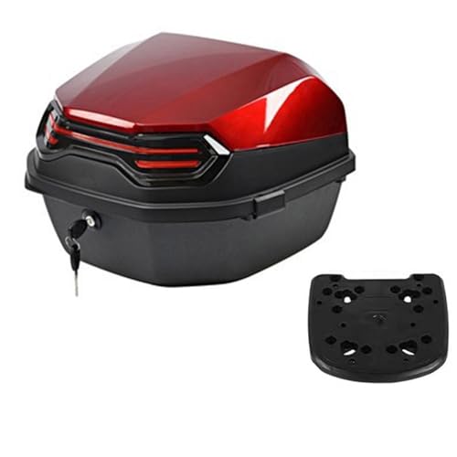 バイク用シートバッグ バイクツアーテールボックススクータートランク荷物トップロック収納キャリアケースソフトバックレスト付き オートバイの ダッフル(Red A and Floor)