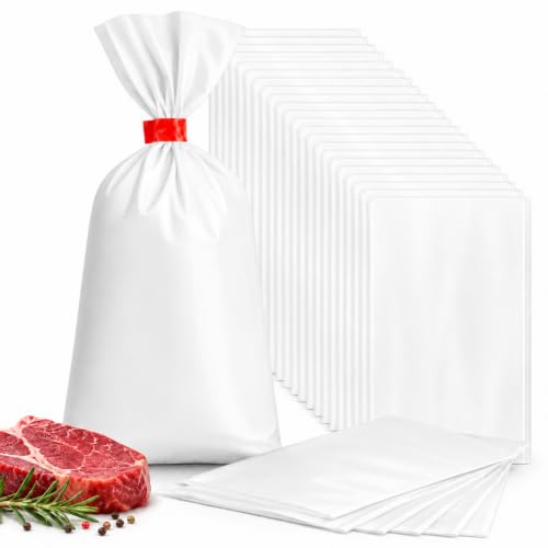 TaoBary 500 Pcs Meat Freezer Bags Wild Game Beef Freezer Bags for Packaging Meat Storage System White(1 lb)