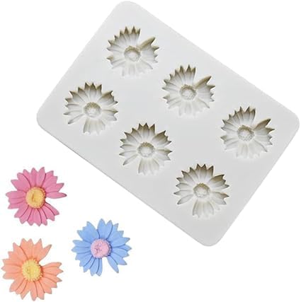 Skytail 6 Cavity Daisy Sunflower Flower Silicone Fondant Mould for Chocolate Candy Cake Decoration Cupcake Topper Jelly Dessert Ice Cube Sugarcraft Clay Candle Wax Soap Mini Resin Craft Jewelry Mold-picture-30