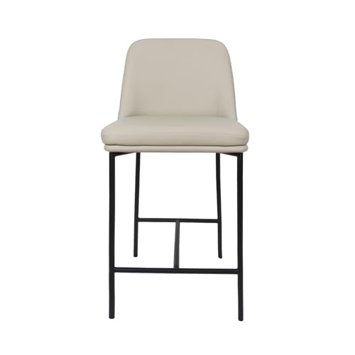 Manhattan Comfort Loft Set de 2 Butacos Altos para Cocina y Comedor, Tapizados en Cuero Vegano, Sillas con Estructura Metálica, Respaldo Curvo, Muebles para Montaje en Casa, Gris Piedra miniatura 6