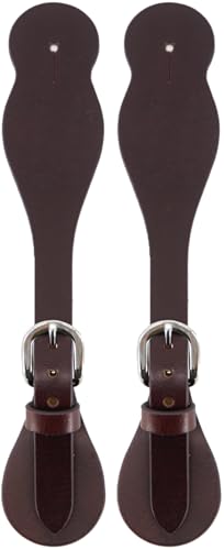 Jeereal Leather Spur Straps for Horse Riders, Adjustable Single Ply Spur Straps (Oiled Wax | Rust Red)