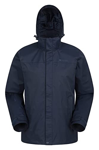 Mountain Warehouse Trek Chaqueta Impermeable para Hombres - Chaqueta de Lluvia Transpirable, con Costuras Selladas, Capucha Desmontable, Forrada de Malla - para Invierno Azul Marino XS