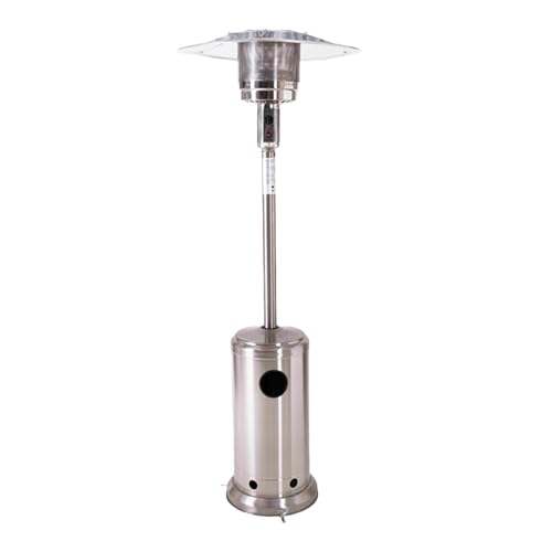 Fácula - Estufa de gas exterior cromada Fire 13kW | Acero inox | Encendido piezoeléctrico | Ruedas | 25m²