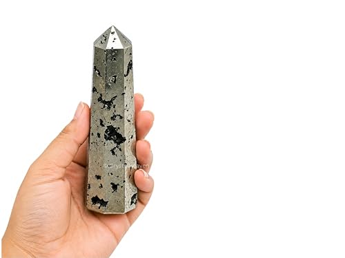 Image of Crystal Heaven Certified Raw Pyrite Crystal Tower Obelisk Point for Chakra, Healing and Balancing - AAA Grade Original Certified Gemstone Agate for Reiki Meditation Yoga Spiritual (2-3 Inches)