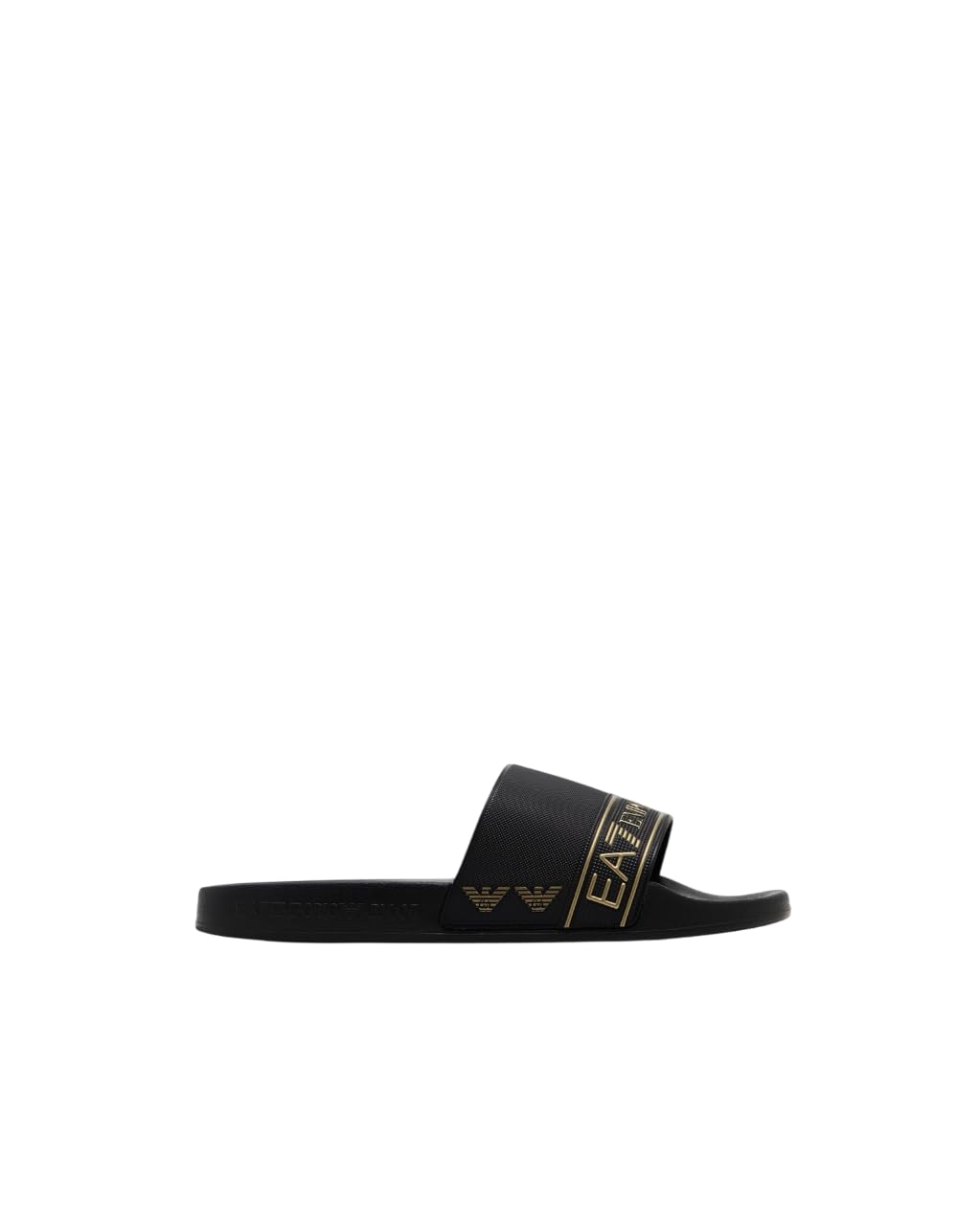 EA7 Uomo Ciabatte A Strisce Di Marca, Black/Gold, 43 EU