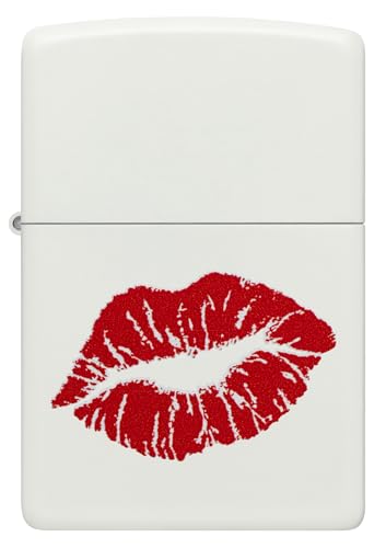Zippo Sturmfeuerzeug - Kiss, White Matte, Color Image - Nachfüllbar - Wiederverwendbar - Windfestes Design - Geschenkbox - Made in USA