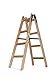 DRABEST - Holzleiter - für Malerarbeiten - 2X 4 Sprossen - m lang - bis 150 kg - Arbeitshöhe 1,24m 2,7 m - Klappbar - Tritt-, Bock-, Stehleiter - Beidseitig Begehbar, Imprägniert - mit Eimerhaken