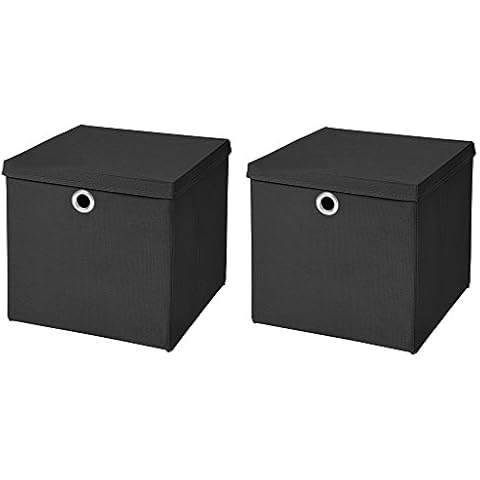 2 Boxen Schwarz Faltbox 28 x 28 x 28 cm Aufbewahrungsbox faltbar Cover
