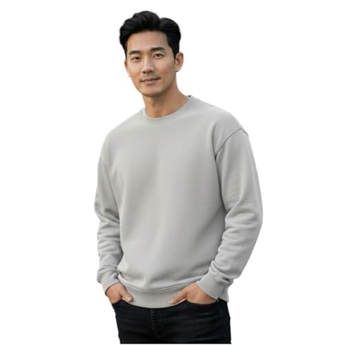 Image of Men's Crew Neck Sweatshirt, Long Sleeve, Casual Pullover, Multiple Colors Available