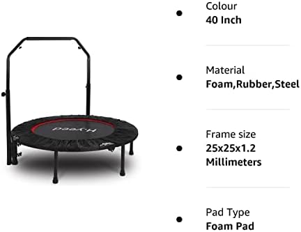 Rebounder Trampoline for Adults, Indoor Mini Fitness Trampoline with Adjustable Handle, Fordable Exercise Rebounder for Kids Adults Indoor Outdoor Home Use Gym Fitness