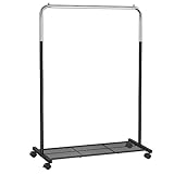 SONGMICS ハンガーラック パイプハンガー スタイルハンガー コート掛け 室内物干し 部屋干しラック キャスター付き スリム 頑丈 衣類収納 幅91cm ちょうどいいサイズ 耐荷重約50kg HSR025E01