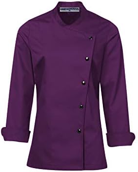 Chaqueta de manga larga para mujer, ideal para servicio de alimentos, catering y profesional culinario.