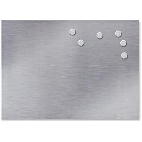 TW24 Magnettafel Edelstahl 35x50cm inkl. 6 Magnete Memoboard Küchentafel Pinnwand Silber Cover