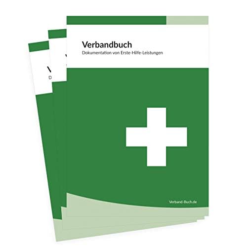 3er SET - Verbandbuch/Unfallbuch Stand 2026 - DIN A5 + doppelte Seitenanzahl GRÜN - DSGVO konform - für Gewerbe, Arbeit und Erste-Hilfe-Maßnahmen