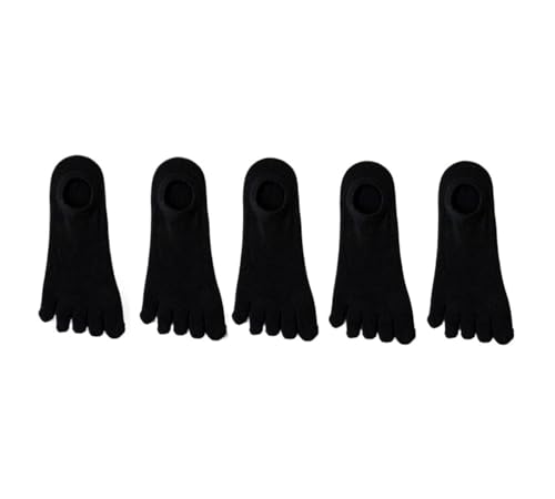 Calcetines 5 Dedos 5 Pares Cinco Dedos Calcetines Hombres Blanco Transpirable Corto Tobillo Dedo Calcetines Deporte Correr Color Sólido Negro Gris Macho, Negro , Talla única