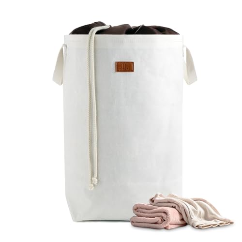 OLDARA Cesto ropa plegable resistente con revestimiento impermeable, bolsa ropa sucia viaje con asas y cordón ajustable, cesta ropa sucia bebe, organizador para baño, dormitorio y lavandería