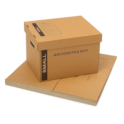 supplyhut 10 - Pack 15x12x10 Small Standard File Storage Moving Box with Lid Letter Handles