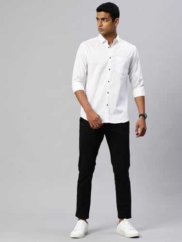 Image of Majestic Man Comfort Slim Fit Solid Pure Cotton Self Design Casual Shirt