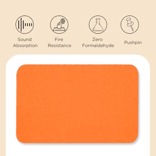 Image of Timber Acoustics Acoustic Desk Divider | Reduce Noise And Visual Distractions | Privacy Panels For Office - Classroom Soundproofing | Table Mounted (16 inch x 24 inch) (ORANGE, Set of 2)