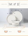 Getstar Dinnerware Ensembles, assiettes et bols (10.5” Plat + 8” Plat + 6” pour 4, Lave-vaisselle à micro-ondes en toute sécurité, 12 PCS Ensembles de repas en céramique