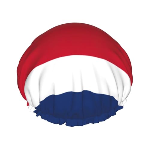 Gorro de ducha de doble capa con estampado de bandera holandesa, reutilizable, ligero, suave y ajustable para mujeres y hombres